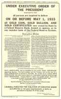 Goldverbot für Goldmünzen, Goldbarren und Goldzertifikate